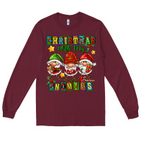 Burgundy christmas with my gnomies Long Sleeve Tee - FaDigitalArtStudio