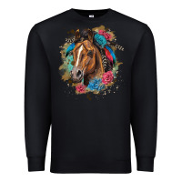 Black quarter horse floral Premium Sweatshirt - LillyAllenDesigns