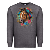 Charcoal Heather quarter horse floral Premium Sweatshirt - LillyAllenDesigns
