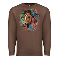 Chestnut quarter horse floral Premium Sweatshirt - LillyAllenDesigns