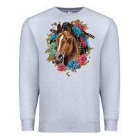 Heather Grey quarter horse floral Premium Sweatshirt - LillyAllenDesigns