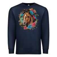Navy quarter horse floral Premium Sweatshirt - LillyAllenDesigns