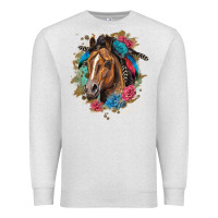 Oatmeal Heather quarter horse floral Premium Sweatshirt - LillyAllenDesigns
