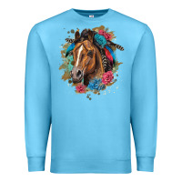 Ocean Blue quarter horse floral Premium Sweatshirt - LillyAllenDesigns