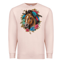 Pale Pink quarter horse floral Premium Sweatshirt - LillyAllenDesigns