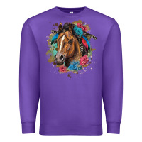 Purple quarter horse floral Premium Sweatshirt - LillyAllenDesigns