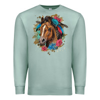 Seafoam quarter horse floral Premium Sweatshirt - LillyAllenDesigns