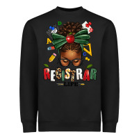 Black registrar life afro messy bun Heavyweight Sweatshirt - texasbilliewilder