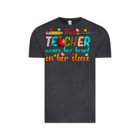 Vintage Black this teacher wears her heart on her sleeve Vintage Tee - texasbilliewilder