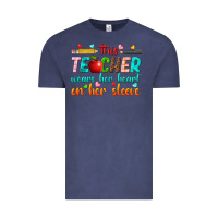 Vintage Denim this teacher wears her heart on her sleeve Vintage Tee - texasbilliewilder