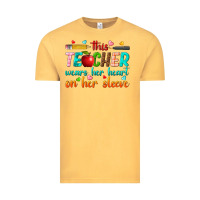 Vintage Mustard this teacher wears her heart on her sleeve Vintage Tee - texasbilliewilder