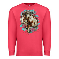 Cardinal mustang horse with floral background Premium Sweatshirt - LillyAllenDesigns