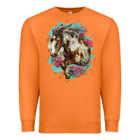 Carrot mustang horse with floral background Premium Sweatshirt - LillyAllenDesigns