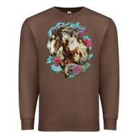 Mustang Horse With Floral Background Premium Sweatshirt | Teevron