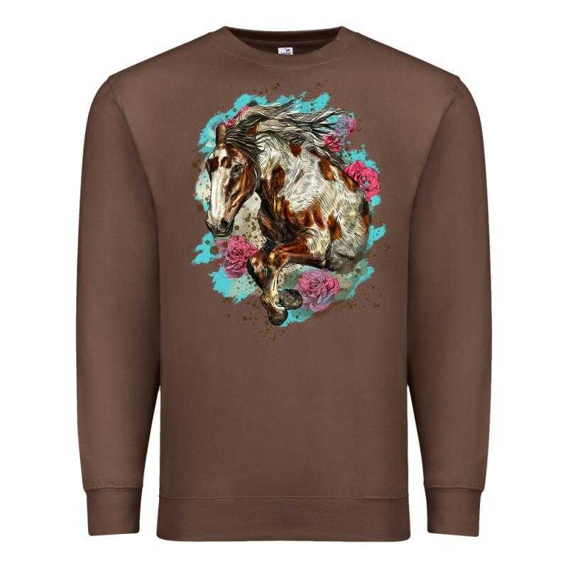 Mustang Horse With Floral Background Premium Sweatshirt by LillyAllenDesigns | Teevron