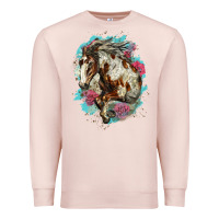 Pale Pink mustang horse with floral background Premium Sweatshirt - LillyAllenDesigns