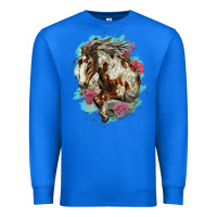 True Royal mustang horse with floral background Premium Sweatshirt - LillyAllenDesigns