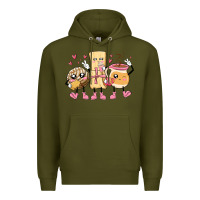 Army Green mexican pan dulce cartoon characters Premium Hoodie - MaliasSmallBusiness