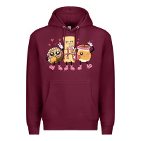 Burgundy mexican pan dulce cartoon characters Premium Hoodie - MaliasSmallBusiness