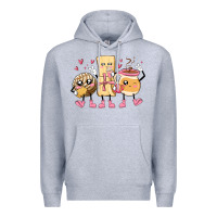 Heather Grey mexican pan dulce cartoon characters Premium Hoodie - MaliasSmallBusiness