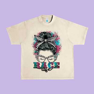 Race Life  Messy Bun Urban Heavy Tee Designed By Barkaloodesign