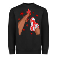 Black Bright Red Afro Girl Sneakers and Heels Heavyweight Sweatshirt - texasbilliewilder