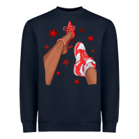 Navy Bright Red Afro Girl Sneakers and Heels Heavyweight Sweatshirt - texasbilliewilder