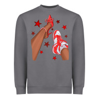 Bright Red Afro Girl Sneakers And Heels Heavyweight Sweatshirt | Teevron