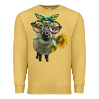 Antique Gold cute hempshire sheep with eyeglasses Premium Sweatshirt - LillyAllenDesigns