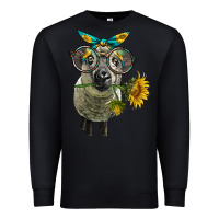 Black cute hempshire sheep with eyeglasses Premium Sweatshirt - LillyAllenDesigns