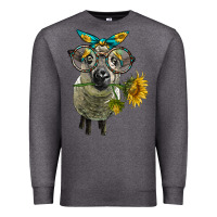 Charcoal Heather cute hempshire sheep with eyeglasses Premium Sweatshirt - LillyAllenDesigns