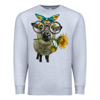 Heather Grey cute hempshire sheep with eyeglasses Premium Sweatshirt - LillyAllenDesigns
