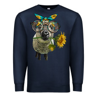 Navy cute hempshire sheep with eyeglasses Premium Sweatshirt - LillyAllenDesigns