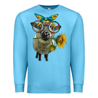 Ocean Blue cute hempshire sheep with eyeglasses Premium Sweatshirt - LillyAllenDesigns