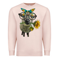 Pale Pink cute hempshire sheep with eyeglasses Premium Sweatshirt - LillyAllenDesigns