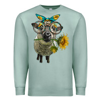 Seafoam cute hempshire sheep with eyeglasses Premium Sweatshirt - LillyAllenDesigns