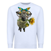 White cute hempshire sheep with eyeglasses Premium Sweatshirt - LillyAllenDesigns