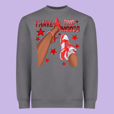 Bright Red I Have Two Moods Afro Girl Sneakers Heavyweight Sweatshirt Designed By Texasbilliewilder