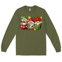 Army Green coffee cup santa gnomies Long Sleeve Tee - FaDigitalArtStudio