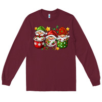 Burgundy coffee cup santa gnomies Long Sleeve Tee - FaDigitalArtStudio