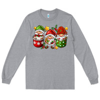 Heather Grey coffee cup santa gnomies Long Sleeve Tee - FaDigitalArtStudio
