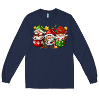 Navy coffee cup santa gnomies Long Sleeve Tee - FaDigitalArtStudio