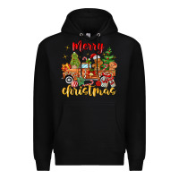 Black merry christmas gingerbread truck Premium Hoodie - MaliasSmallBusiness