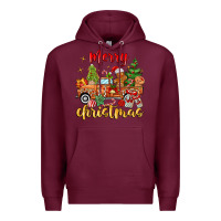 Burgundy merry christmas gingerbread truck Premium Hoodie - MaliasSmallBusiness