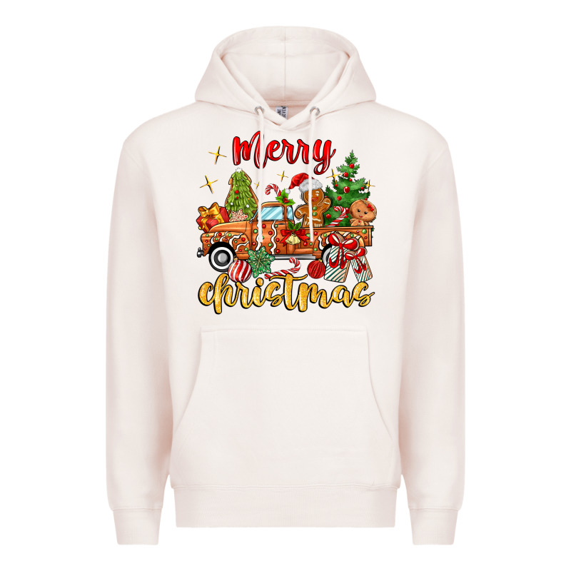 Merry Christmas Gingerbread Truck Premium Hoodie by MaliasSmallBusiness | Teevron