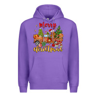 Purple merry christmas gingerbread truck Premium Hoodie - MaliasSmallBusiness
