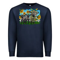Navy cute hempshire sheep family Premium Sweatshirt - LillyAllenDesigns