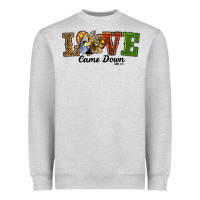 Heather Grey Love Came Down Baby Jesus Christmas Heavyweight Sweatshirt - RanaPortraitStore