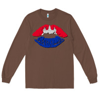 Chestnut cambodian flag lips Long Sleeve Tee - AdoDesignShop