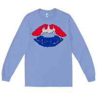 Colony Blue cambodian flag lips Long Sleeve Tee - AdoDesignShop